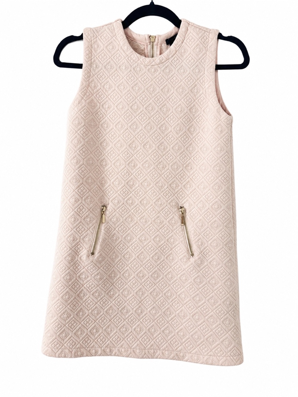 Forever 21 Girls' Light Pink Quilted Sleeveless Dress with Gold Zippers